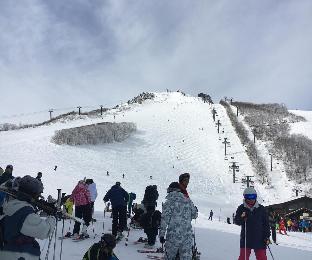 混んでる、本当に雪ない(笑)